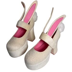 Sugar Thrillz Bunny Rabbit Ears Platform Mary Janes Women Sz 6M Dolls Kill Furry